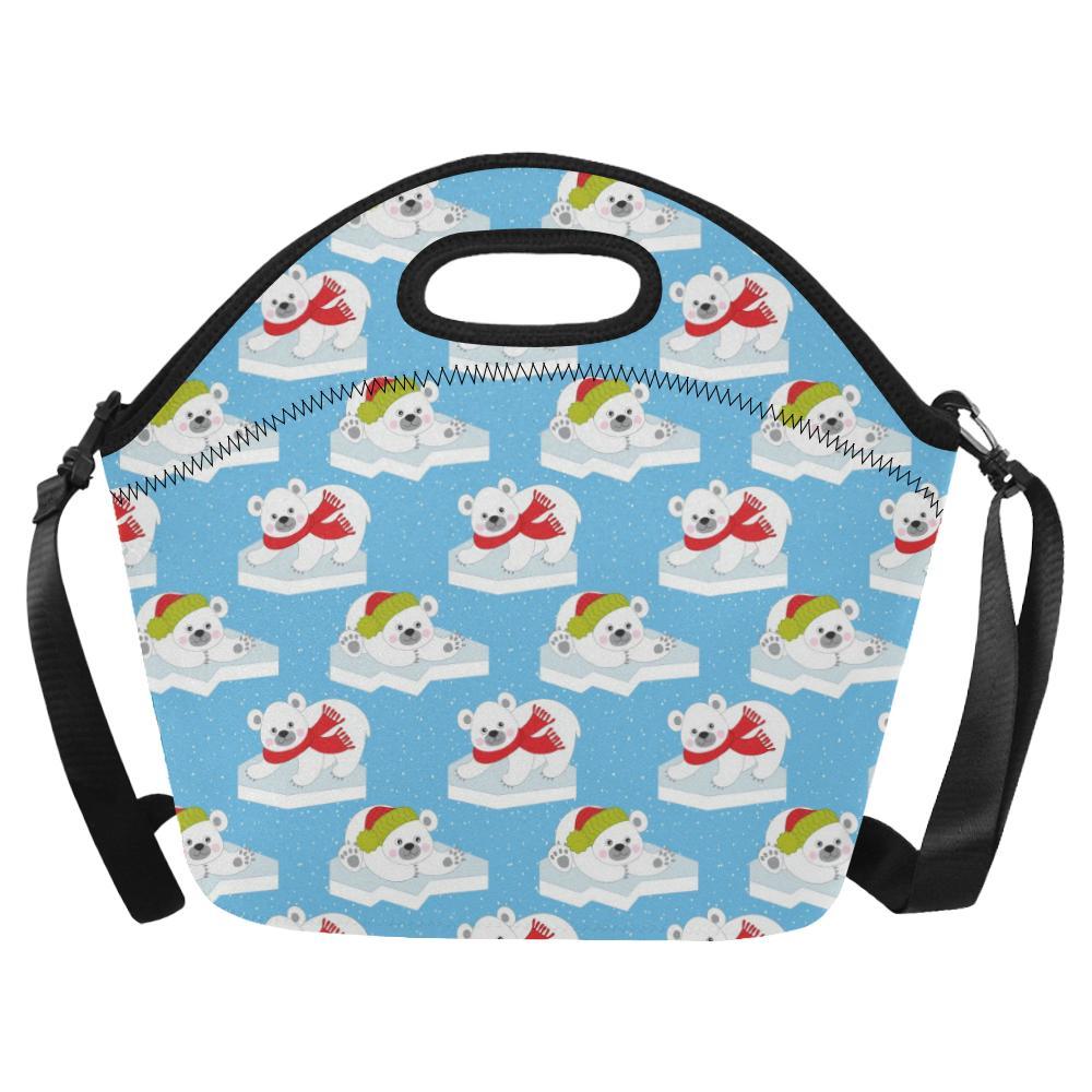 Polar Bear Pattern Print Design PB06 Neoprene Lunch Bag-JorJune
