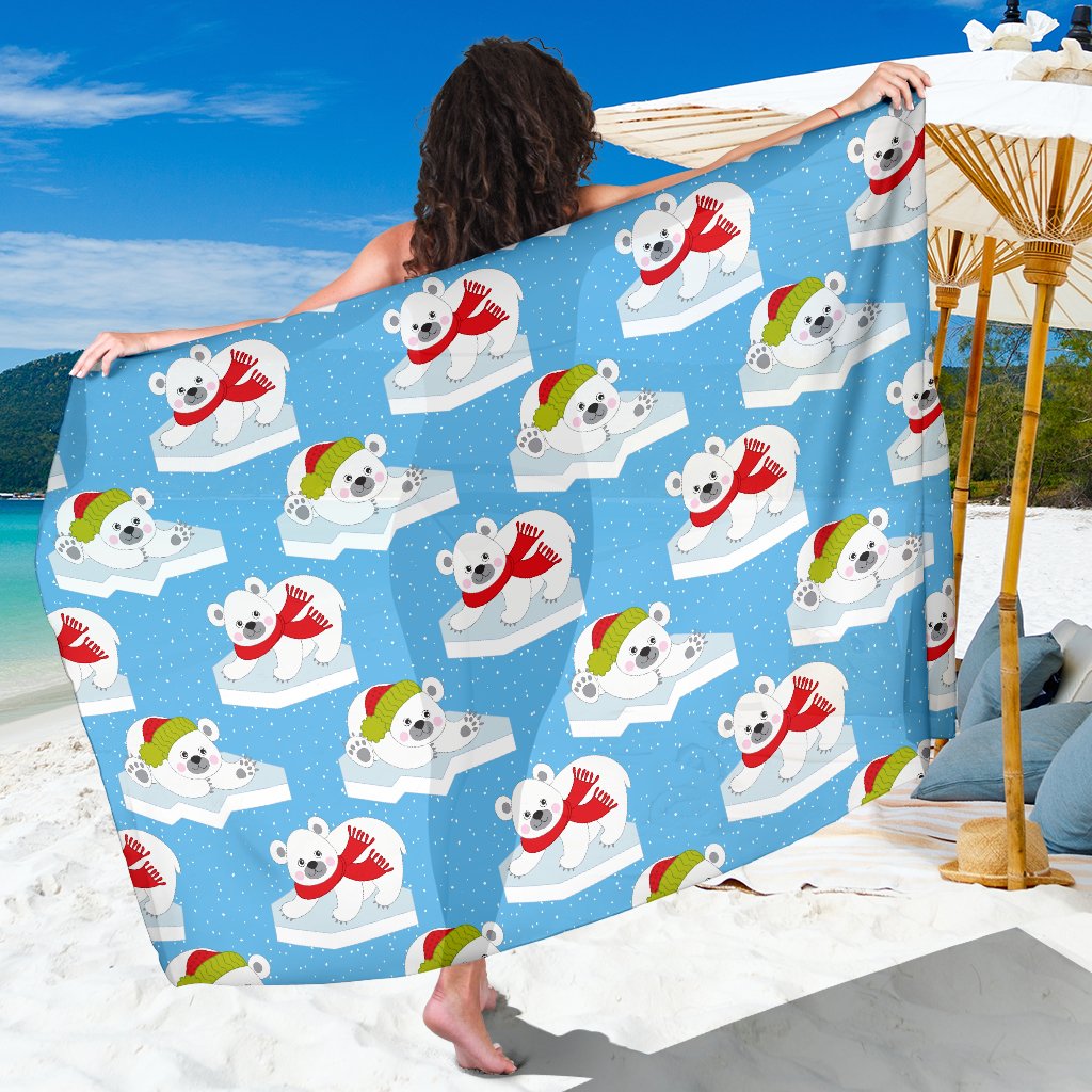 Polar Bear Pattern Print Design PB06 Sarong Pareo Wrap-JORJUNE.COM