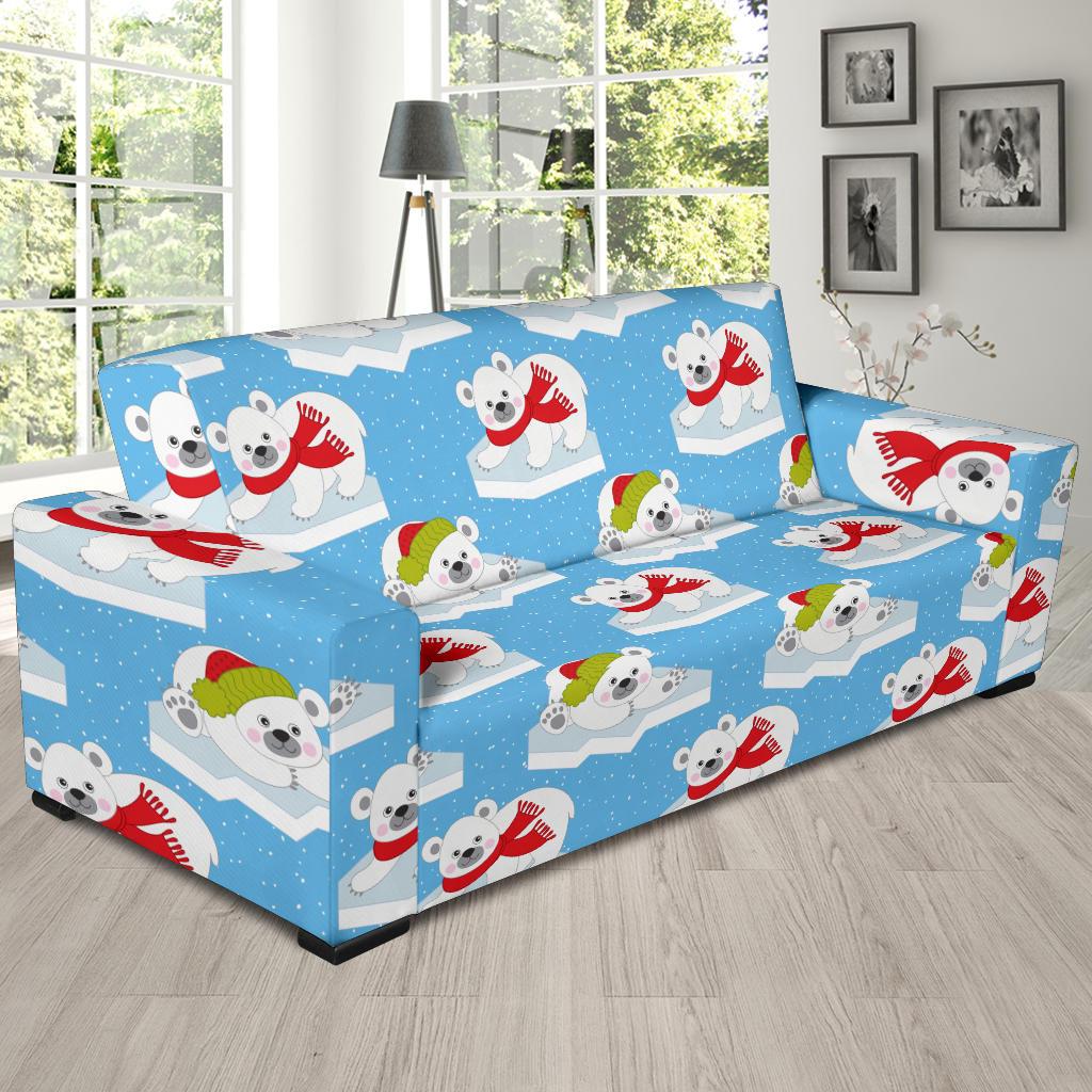 Polar Bear Pattern Print Design PB06 Sofa Slipcover-JORJUNE.COM