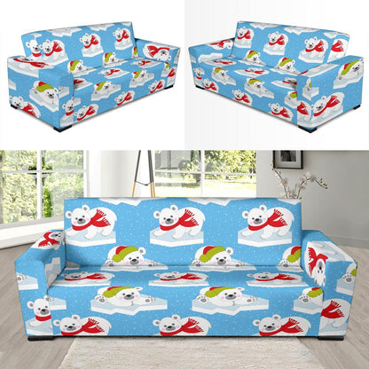 Polar Bear Pattern Print Design PB06 Sofa Slipcover-JORJUNE.COM