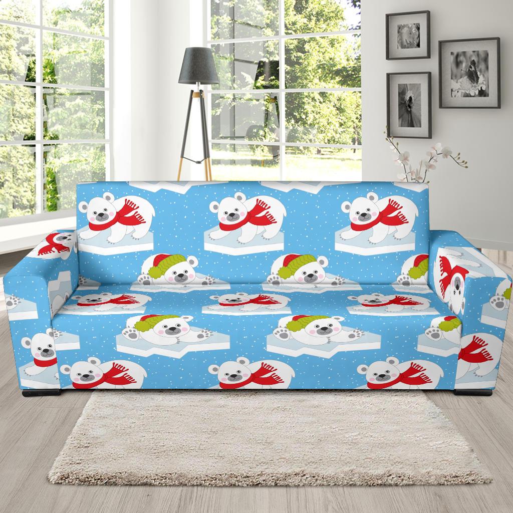 Polar Bear Pattern Print Design PB06 Sofa Slipcover-JORJUNE.COM