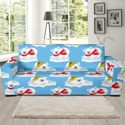 Polar Bear Pattern Print Design PB06 Sofa Slipcover-JORJUNE.COM