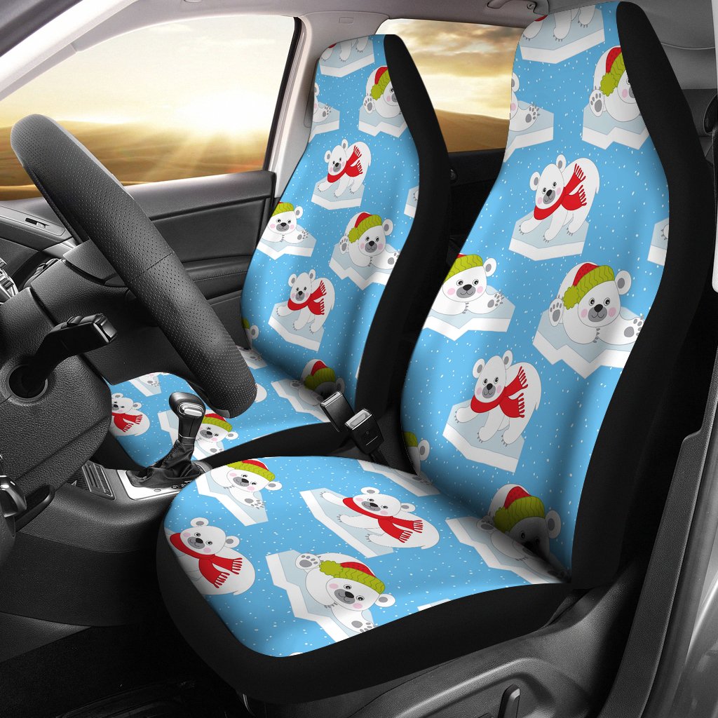 Polar Bear Pattern Print Design PB06 Universal Fit Car Seat Covers-JorJune