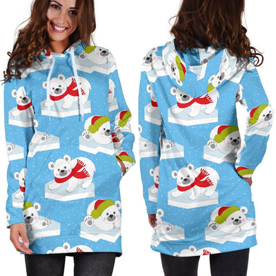 Polar Bear Pattern Print Design PB06 Women Hoodie Dress