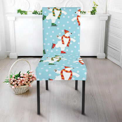 Polar Bear Pattern Print Design PB07 Dining Chair Slipcover-JORJUNE.COM