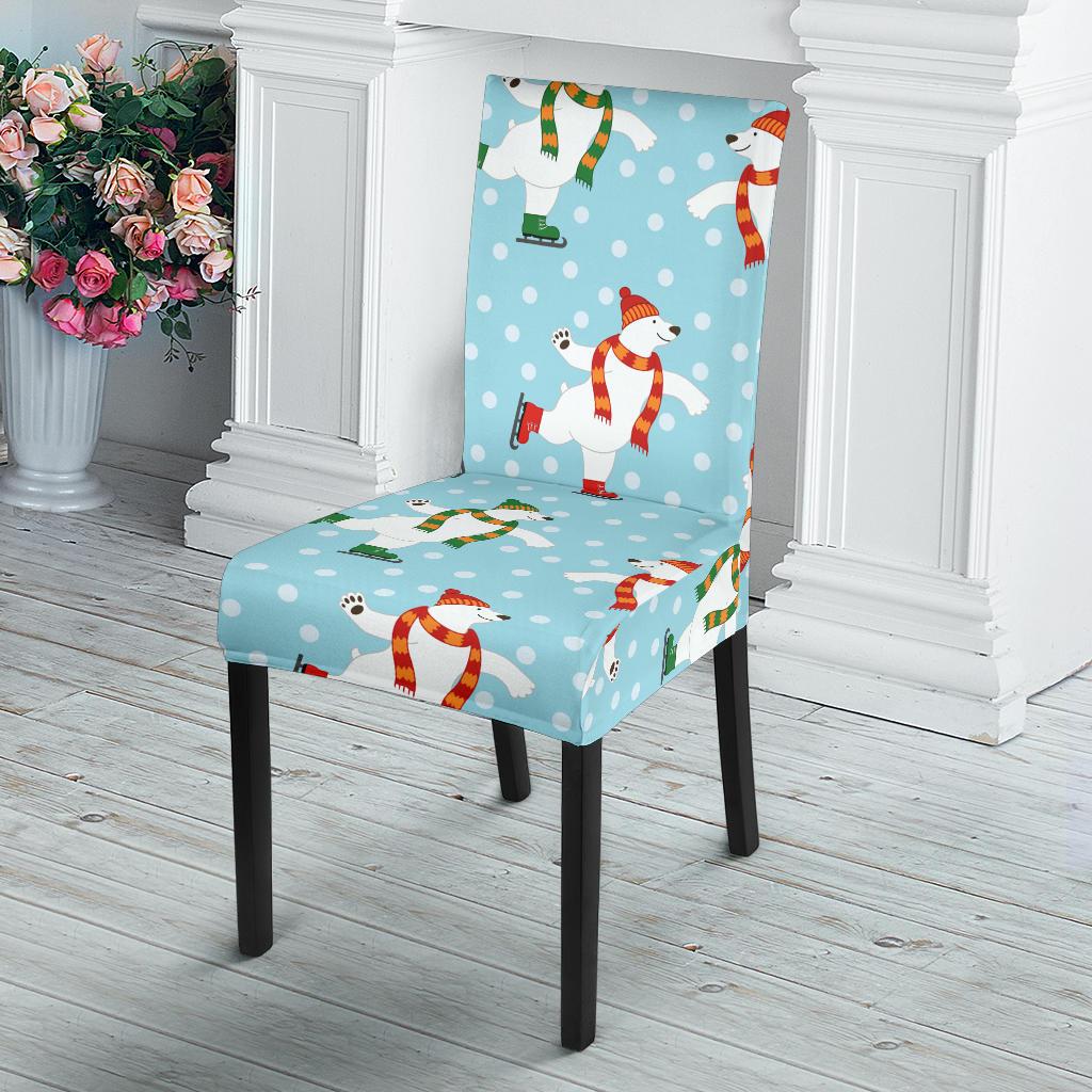 Polar Bear Pattern Print Design PB07 Dining Chair Slipcover-JORJUNE.COM