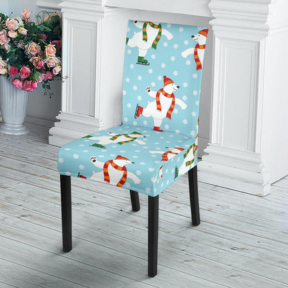 Polar Bear Pattern Print Design PB07 Dining Chair Slipcover-JORJUNE.COM
