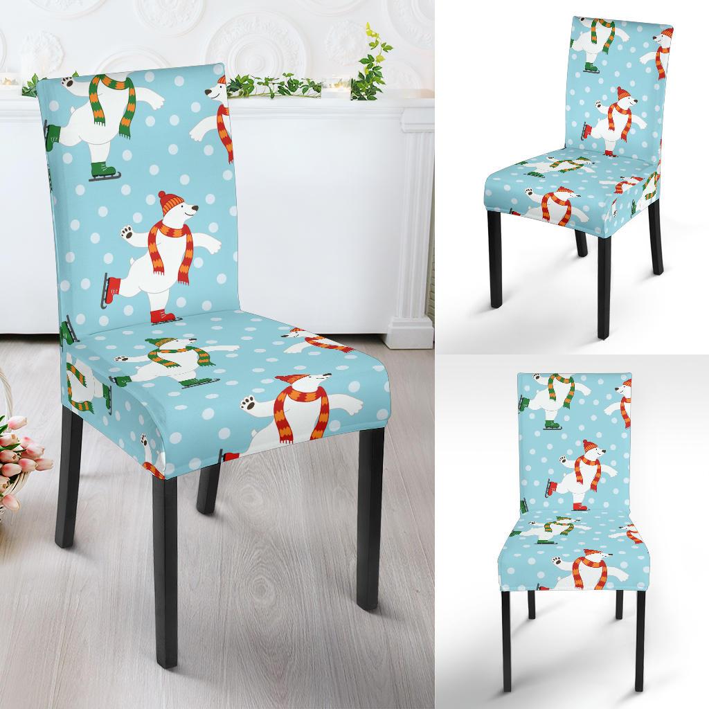 Polar Bear Pattern Print Design PB07 Dining Chair Slipcover-JORJUNE.COM