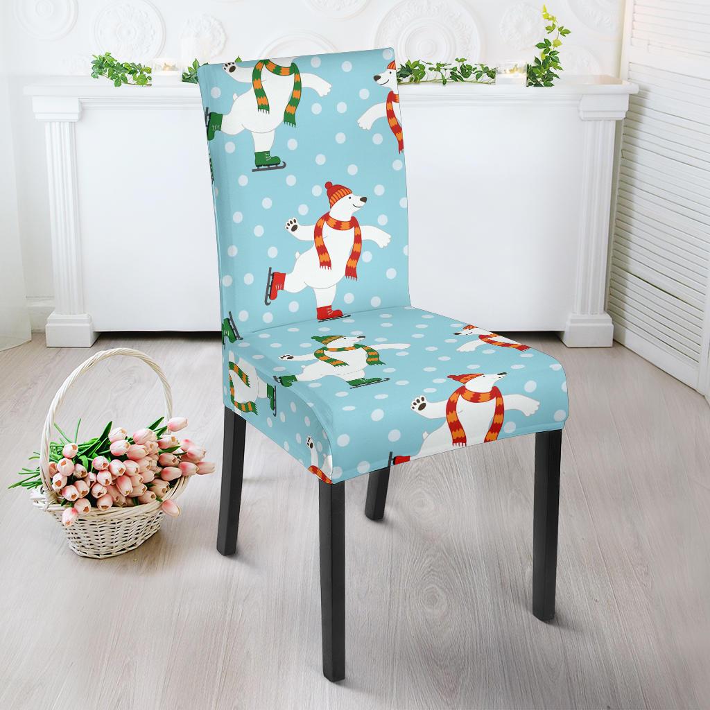 Polar Bear Pattern Print Design PB07 Dining Chair Slipcover-JORJUNE.COM