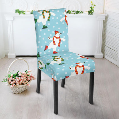 Polar Bear Pattern Print Design PB07 Dining Chair Slipcover-JORJUNE.COM