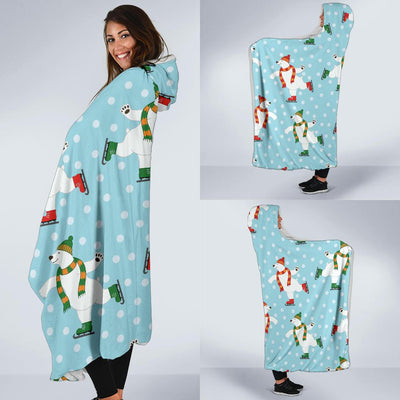 Polar Bear Pattern Print Design PB07 Hooded Blanket-JORJUNE.COM