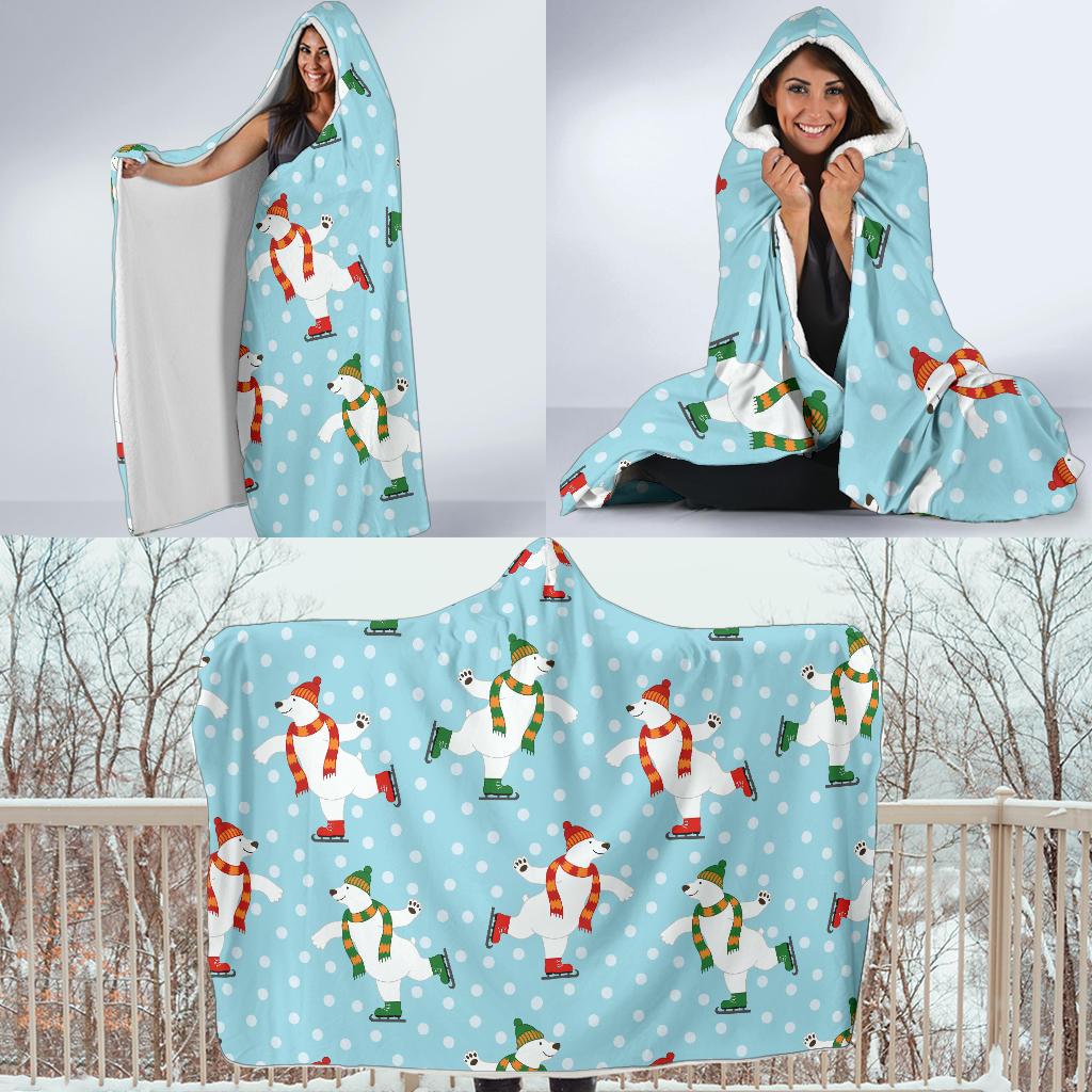 Polar Bear Pattern Print Design PB07 Hooded Blanket-JORJUNE.COM