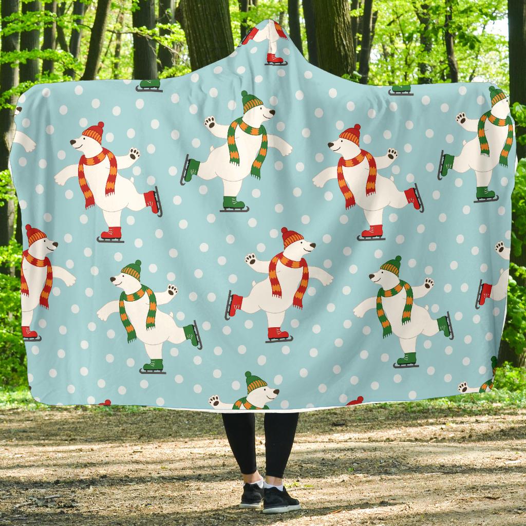 Polar Bear Pattern Print Design PB07 Hooded Blanket-JORJUNE.COM