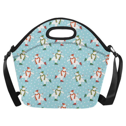 Polar Bear Pattern Print Design PB07 Neoprene Lunch Bag-JorJune