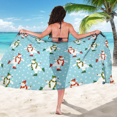 Polar Bear Pattern Print Design PB07 Sarong Pareo Wrap-JORJUNE.COM