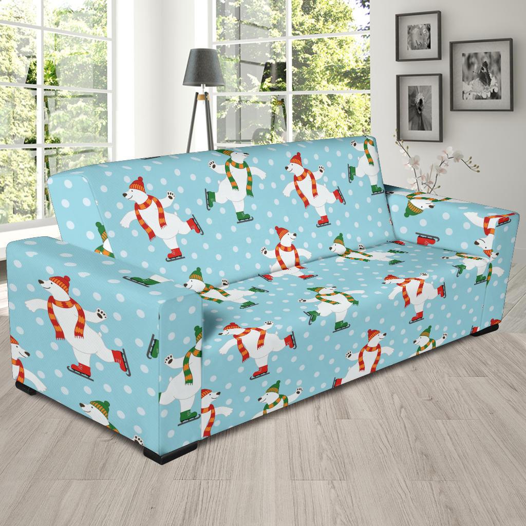 Polar Bear Pattern Print Design PB07 Sofa Slipcover-JORJUNE.COM