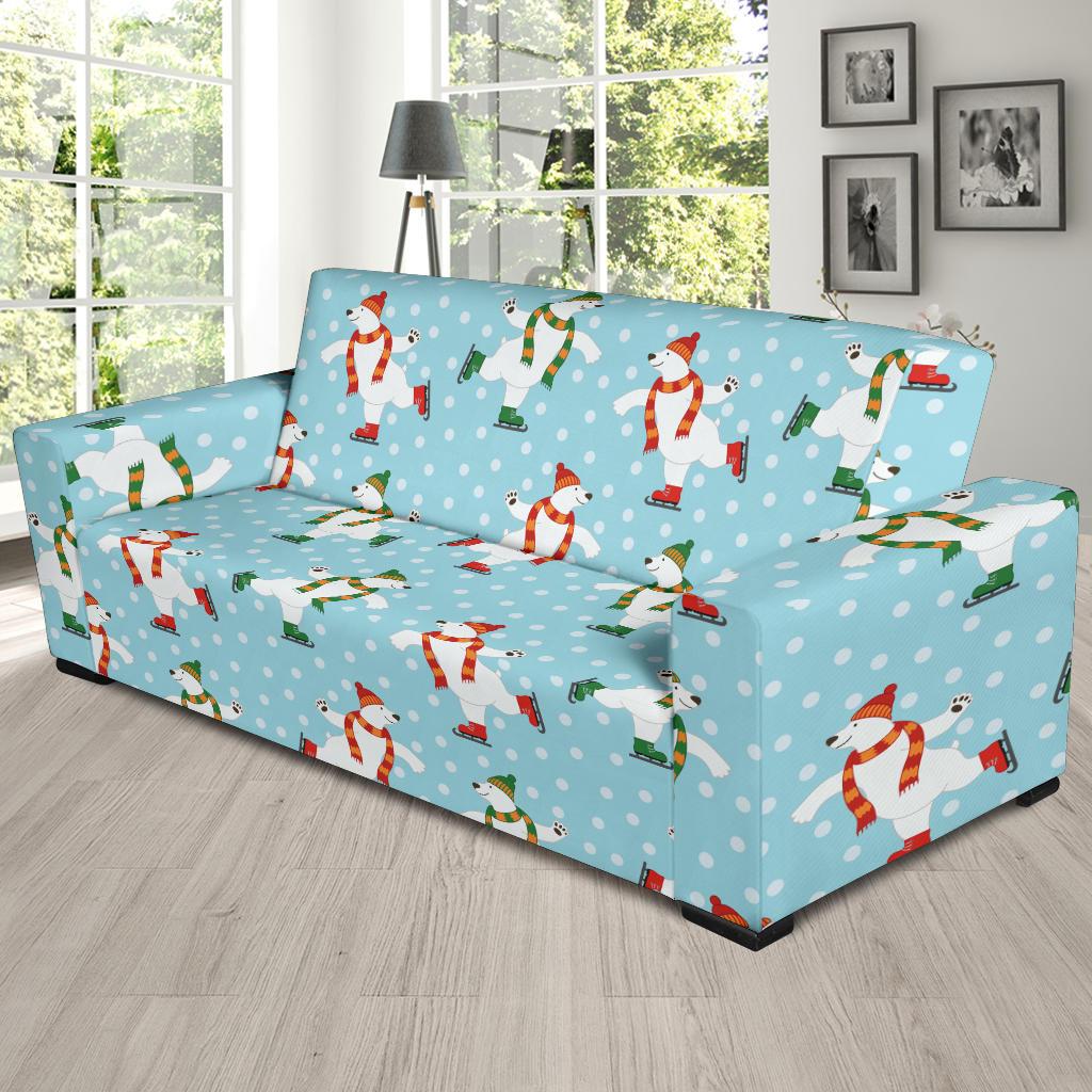 Polar Bear Pattern Print Design PB07 Sofa Slipcover-JORJUNE.COM