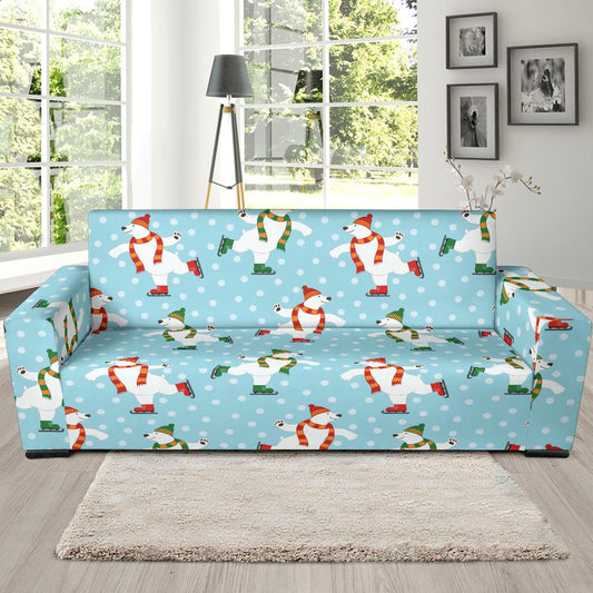 Polar Bear Pattern Print Design PB07 Sofa Slipcover-JORJUNE.COM