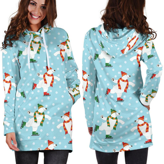 Polar Bear Pattern Print Design PB07 Women Hoodie Dress