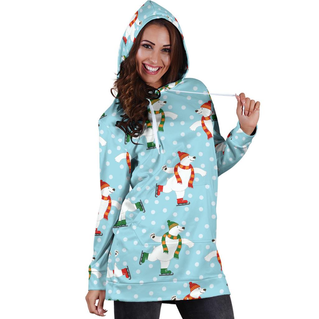 Polar Bear Pattern Print Design PB07 Women Hoodie Dress