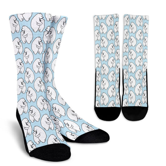 Polar Bear Pattern Print Design PB08 Crew Socks-JORJUNE.COM