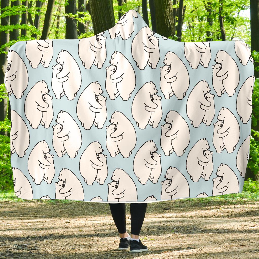 Polar Bear Pattern Print Design PB08 Hooded Blanket-JORJUNE.COM