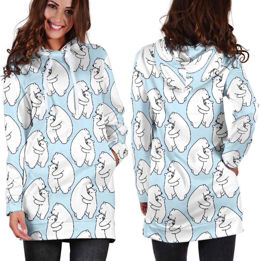 Polar Bear Pattern Print Design PB08 Women Hoodie Dress