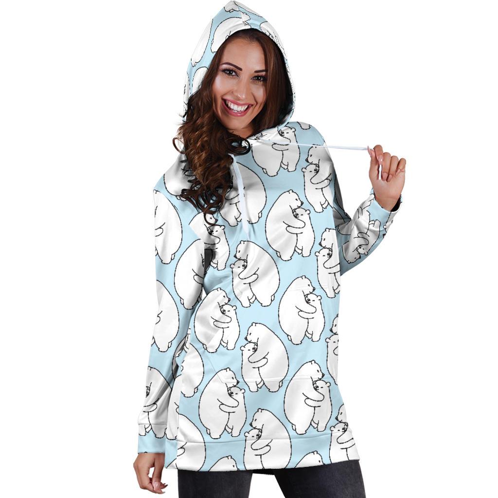 Polar Bear Pattern Print Design PB08 Women Hoodie Dress