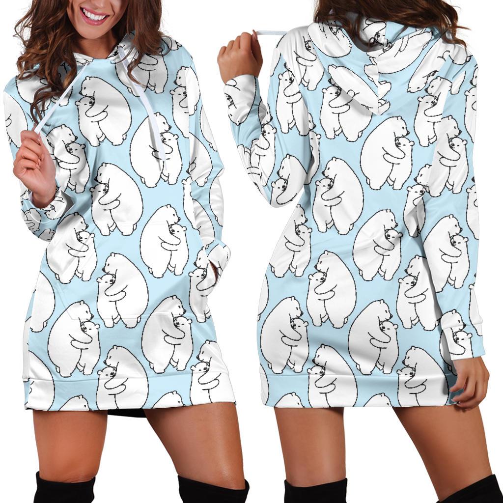 Polar Bear Pattern Print Design PB08 Women Hoodie Dress