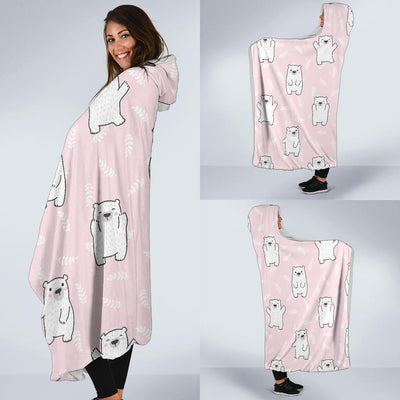 Polar Bear Pattern Print Design PB09 Hooded Blanket-JORJUNE.COM