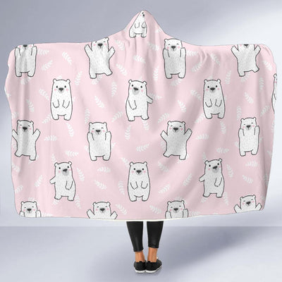 Polar Bear Pattern Print Design PB09 Hooded Blanket-JORJUNE.COM