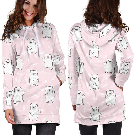 Polar Bear Pattern Print Design PB09 Women Hoodie Dress