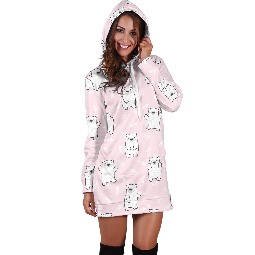 Polar Bear Pattern Print Design PB09 Women Hoodie Dress