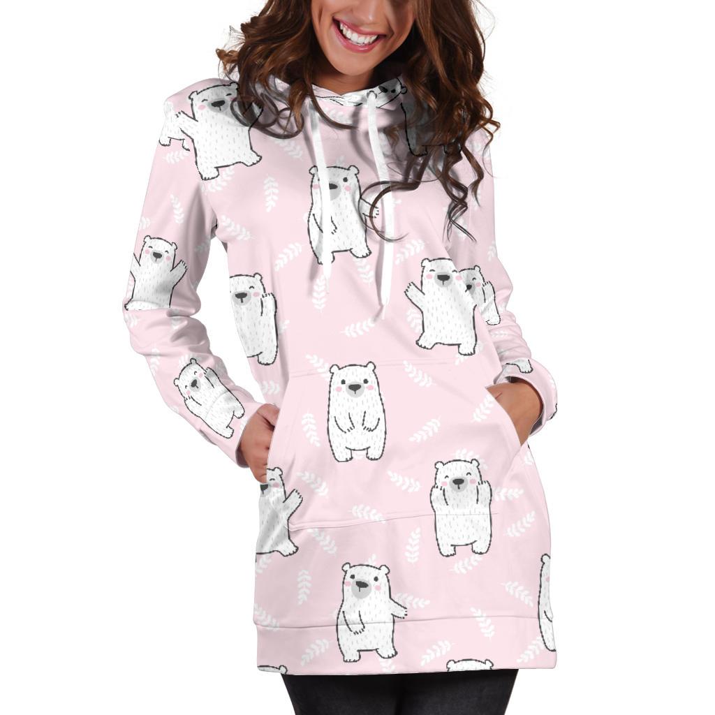Polar Bear Pattern Print Design PB09 Women Hoodie Dress