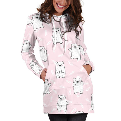 Polar Bear Pattern Print Design PB09 Women Hoodie Dress