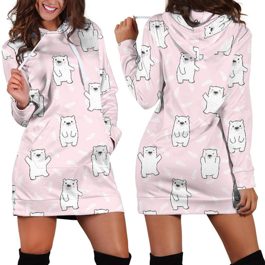 Polar Bear Pattern Print Design PB09 Women Hoodie Dress