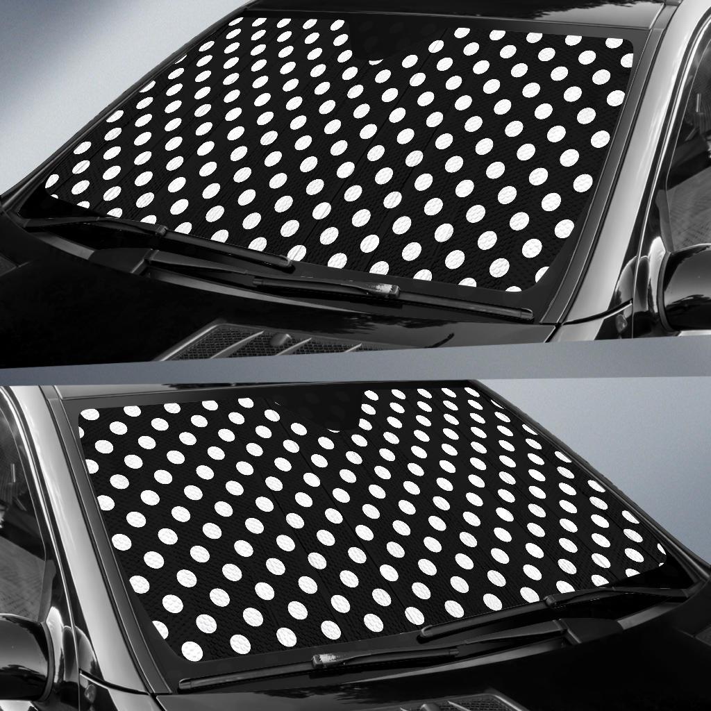 Polka Dot Black White Pattern Print Design 03 Car Sun Shades-JORJUNE.COM