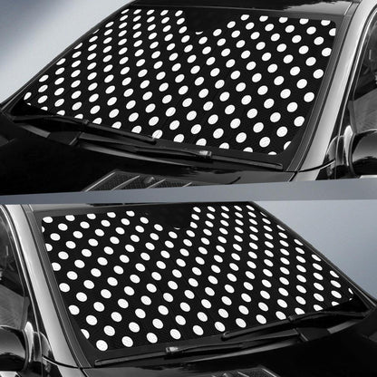 Polka Dot Black White Pattern Print Design 03 Car Sun Shades-JORJUNE.COM