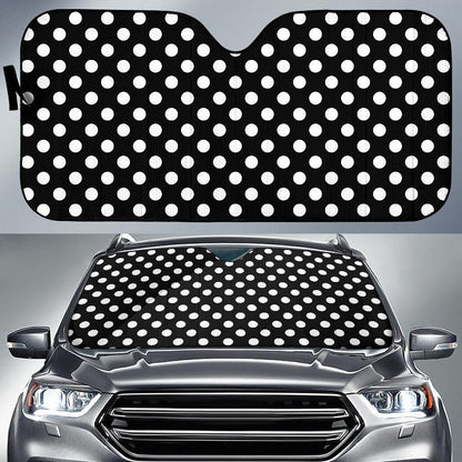 Polka Dot Black White Pattern Print Design 03 Car Sun Shades-JORJUNE.COM
