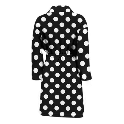 Polka Dot Black White Pattern Print Design 03 Men Bathrobe-JORJUNE.COM