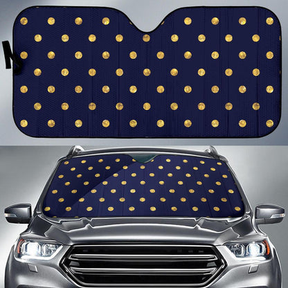 Polka Dot Gold Blue Pattern Print Design 02 Car Sun Shades-JORJUNE.COM