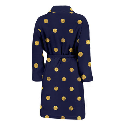 Polka Dot Gold Blue Pattern Print Design 02 Men Bathrobe-JORJUNE.COM