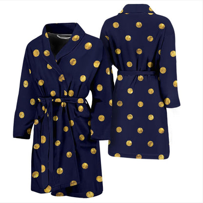 Polka Dot Gold Blue Pattern Print Design 02 Men Bathrobe-JORJUNE.COM