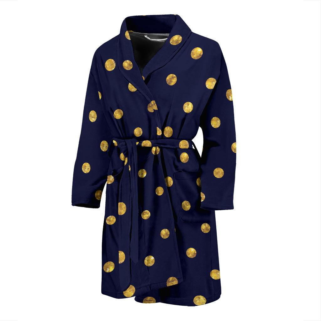 Polka Dot Gold Blue Pattern Print Design 02 Men Bathrobe-JORJUNE.COM
