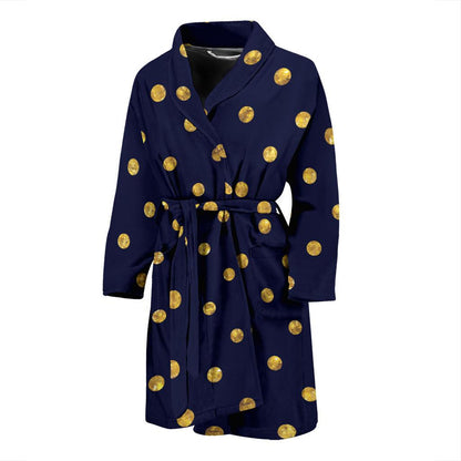 Polka Dot Gold Blue Pattern Print Design 02 Men Bathrobe-JORJUNE.COM