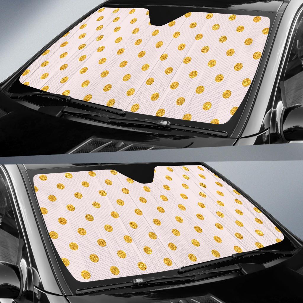 Polka Dot Gold Pink Pattern Print Design 01 Car Sun Shades-JORJUNE.COM