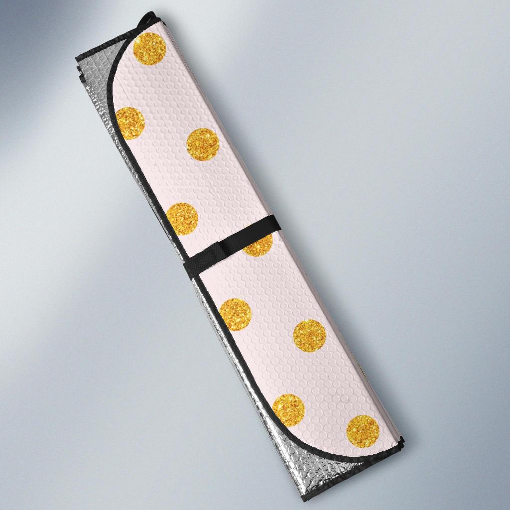 Polka Dot Gold Pink Pattern Print Design 01 Car Sun Shades-JORJUNE.COM