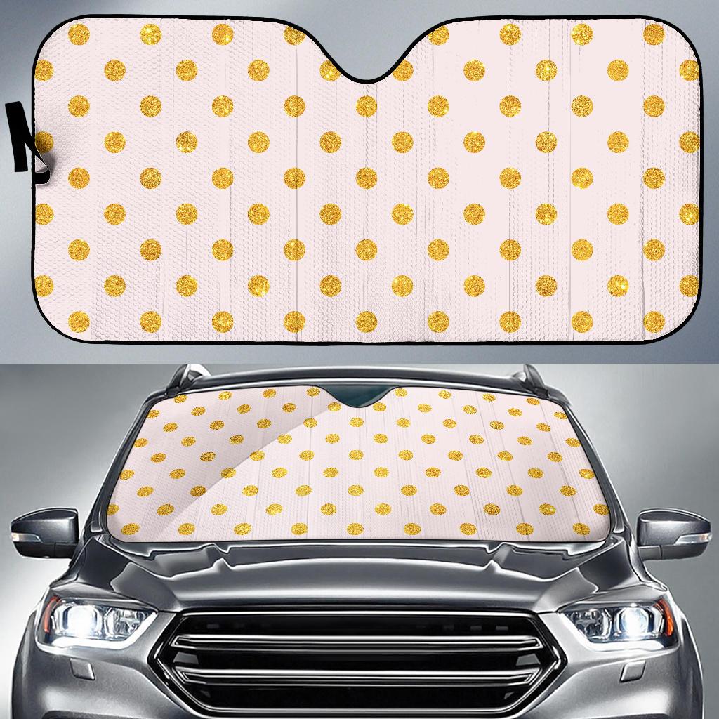 Polka Dot Gold Pink Pattern Print Design 01 Car Sun Shades-JORJUNE.COM