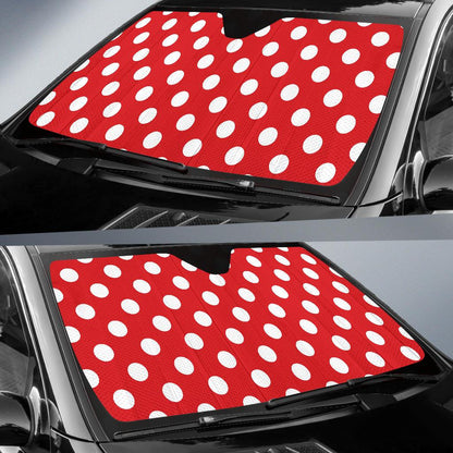 Polka Dot Red Pattern Print Design 04 Car Sun Shades-JORJUNE.COM
