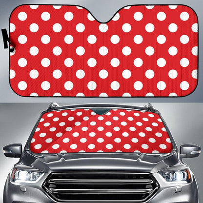 Polka Dot Red Pattern Print Design 04 Car Sun Shades-JORJUNE.COM